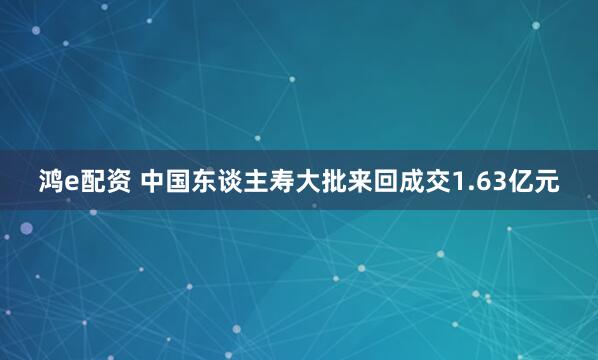 鸿e配资 中国东谈主寿大批来回成交1.63亿元